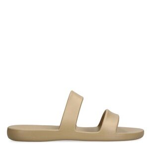 The Row Double-Strap Slide Sandals - Taupe Beige